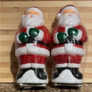 Vintage General Foam Christmas Blow Mold Santa Claus Light Path Toppers 10" NEW
